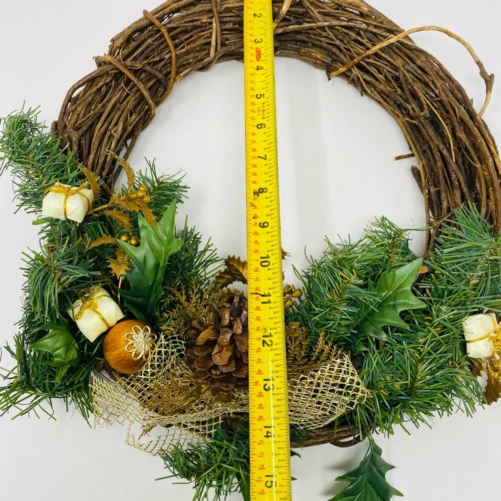 Rustic Holiday Wreath with Greenery and Pinecones